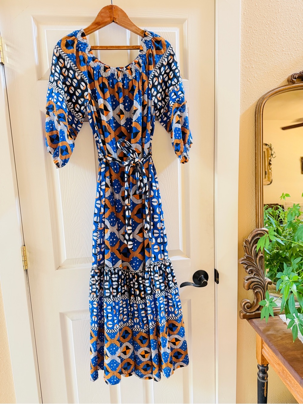 Anthropologie Multi-color Geometric Tiered Maxi Dress